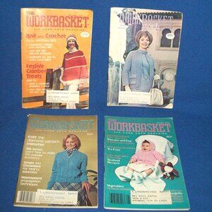 4 Vintage Workbasket Home Arts Magazines 1970s Crochet & Knitting, Sewing